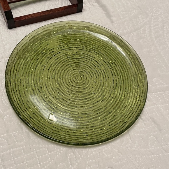 Set of 3 Vintage Anchor Hocking SORENO 10”Dinner Plates Avocado Green Glass - Picture 3 of 7